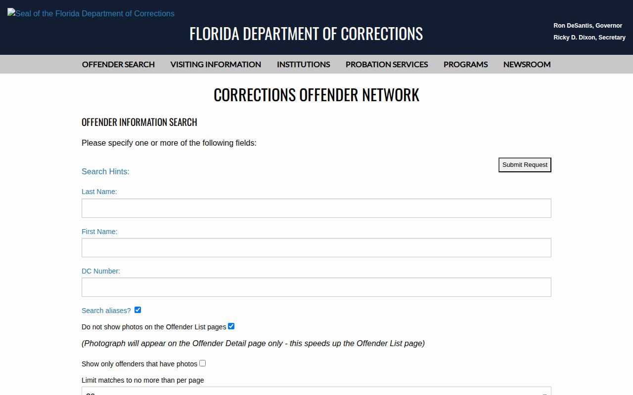 Florida state offender photo search for Okeechobee County cases