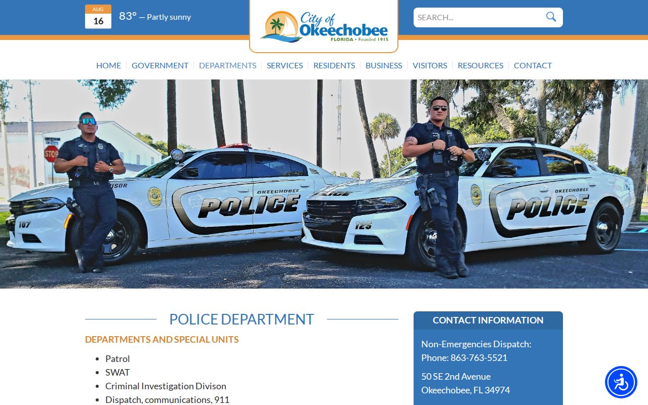 Okeechobee Police Department city arrest and adult booking information